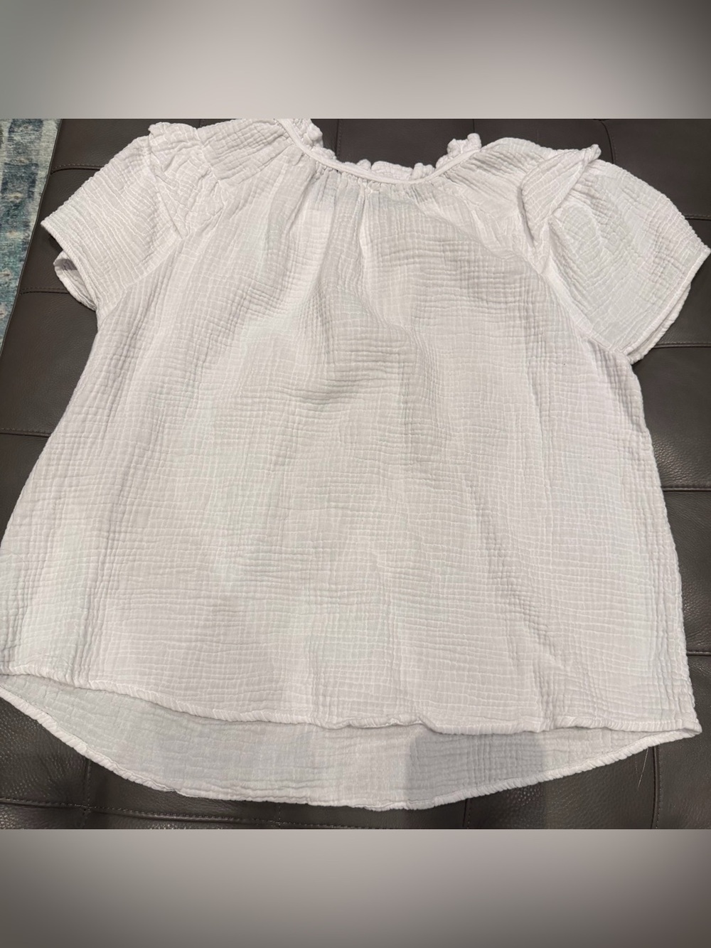 New 4our Dreamers White Gauze Ruffle Neck Peasant Top - 3X - Picture 2 of 3